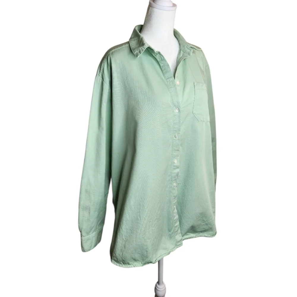 Sezane Max Pastel Green Button Down Shirt 100% Cotton Size EU 38/ US 6 - Picture 4 of 7
